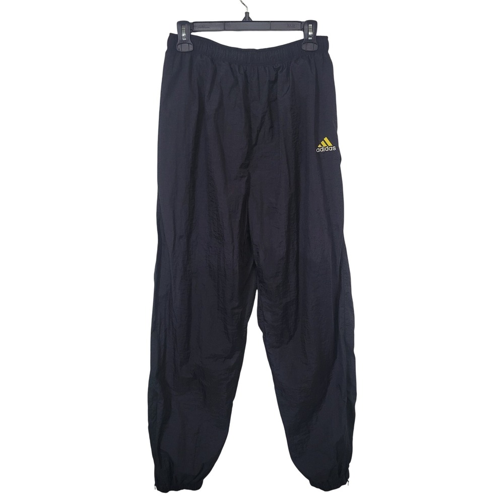 Adidas Size Large Track Pants Mens Vintage Black Windbreaker Embroidered Logo